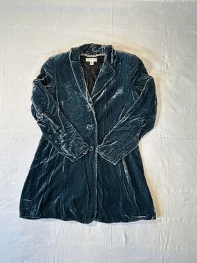 Vintage Coldwater Creek Teal Velvet Duster Coat Size 10 Castlecore, Whimsigoth
